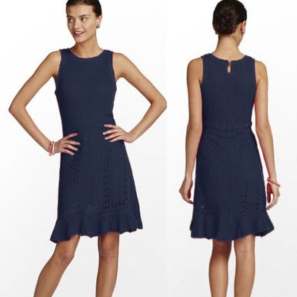 Lilly Pulitzer Dresses & Skirts - LILLY PULITZER Molly Crochet Sweater Dress Navy A1